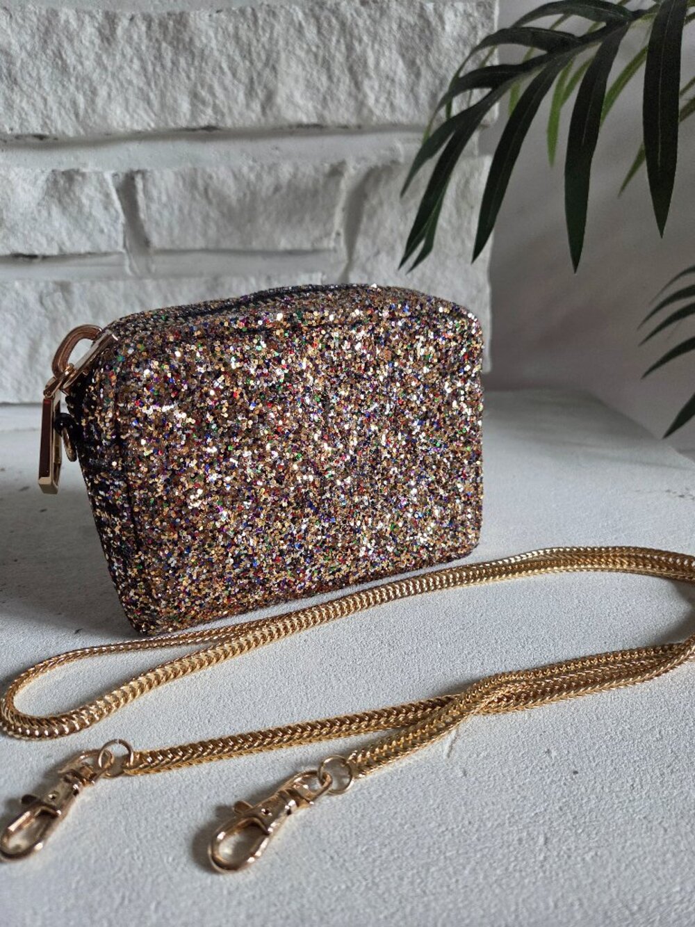 River Island Small Multi-Color Glitter Sparkle Crossbody / Evening Bag Clutch